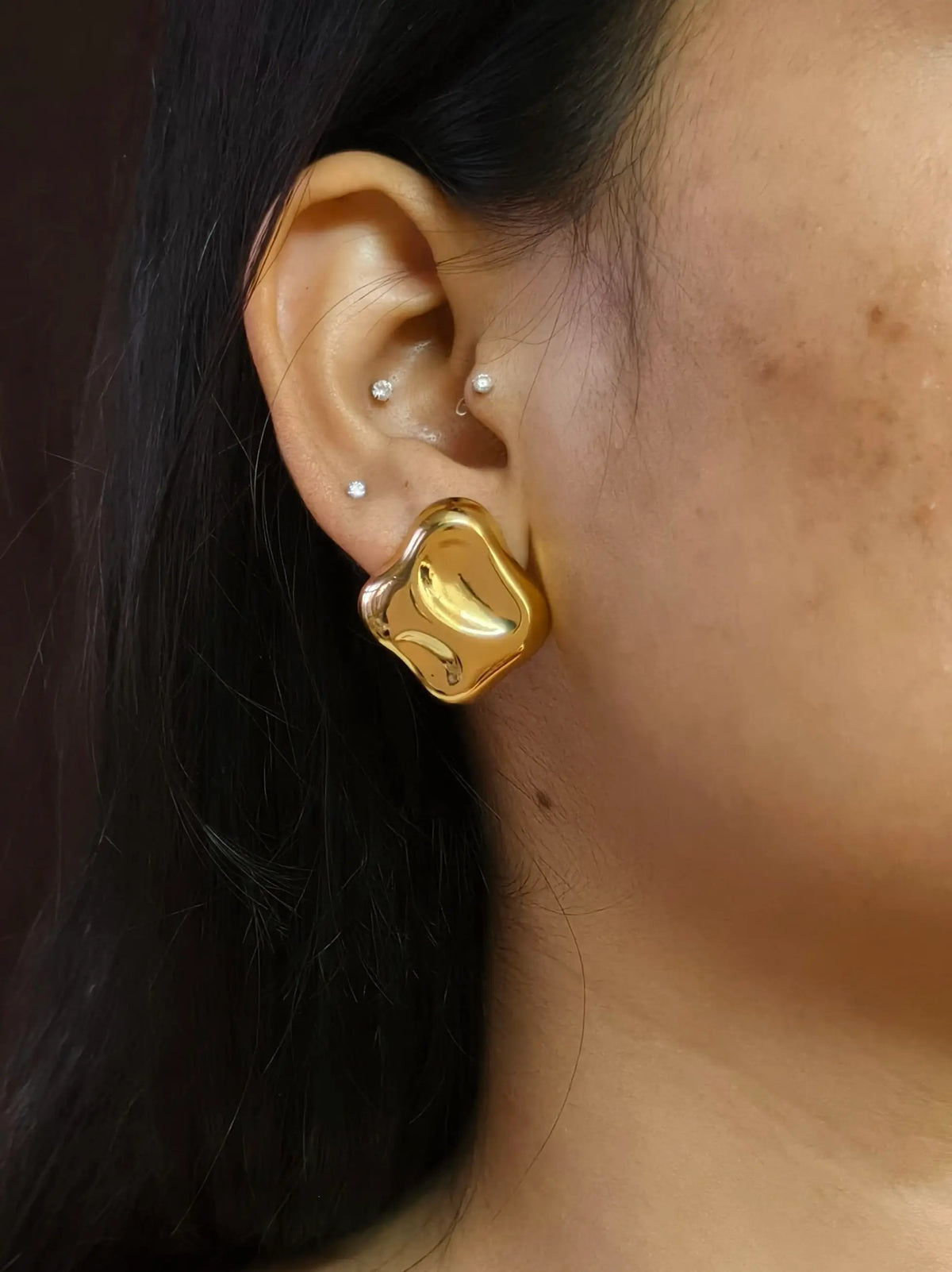 Gold-Plated Anti Tarnish Square Shaped Stud | Sarichka