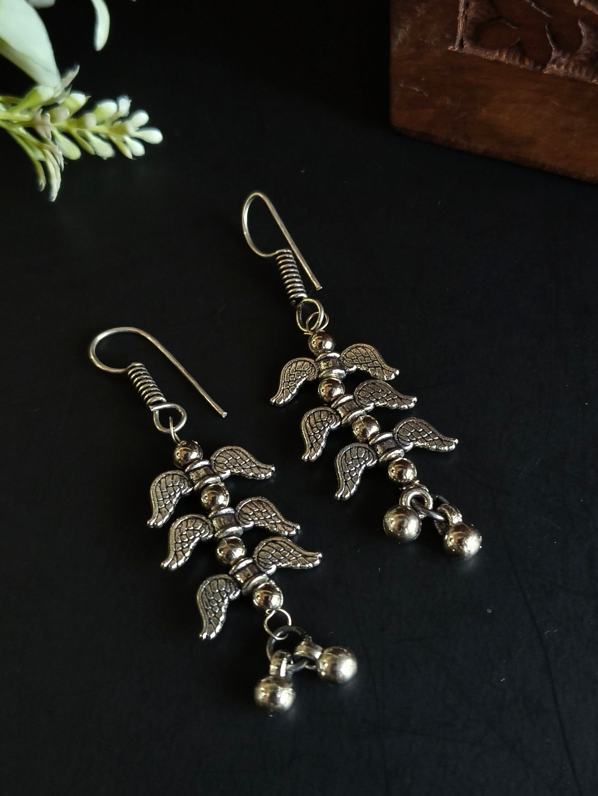 German Silver Layered Wing Earrings | Sarichka