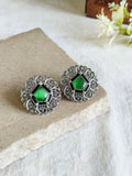 Silver Look a like Oxidised Gemstone Stud | Sarichka
