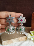 Silver Antique Oxidised Ethnic Jhumka Earring | Sarichka