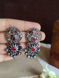 Oxidised Silver Red Stone Ghungroo Studded | Sarichka