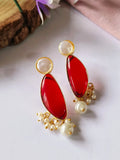 Pink Monalisa Stone Pearl Drop Studs | Sarichka