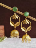 Golden Leaf Pearl Drop Jhumka Earring | Sarichka