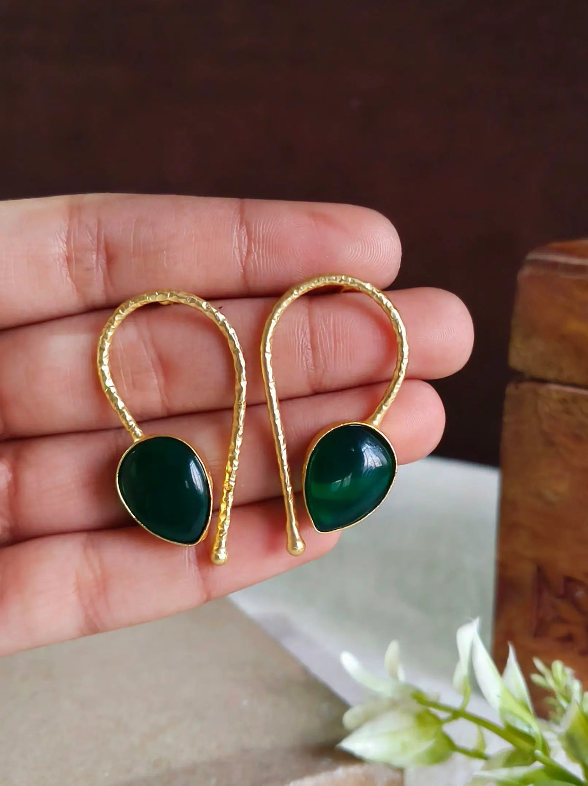 Gold-Plated Monalisa Gemstone Chic Studs | Sarichka