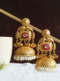 Premium Golden Pearl Drop Jhumki Elegance | Sarichka