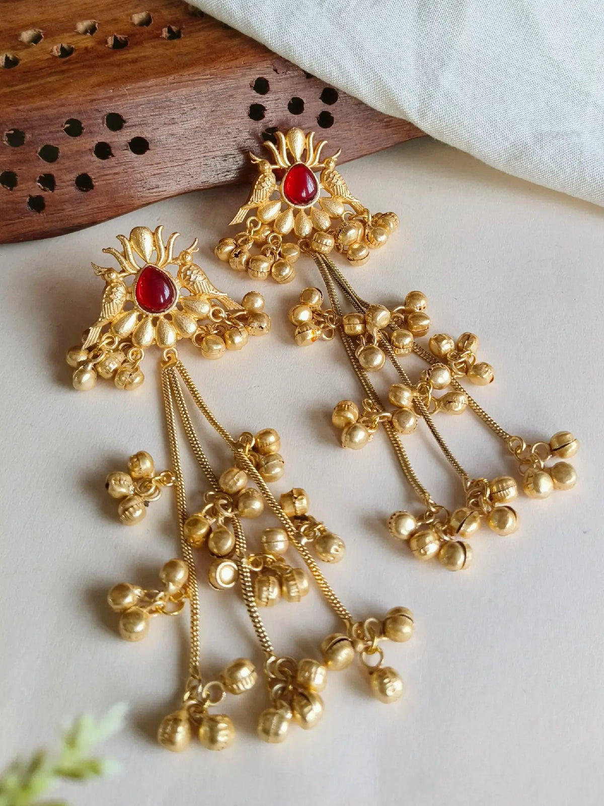 Traditional Kashmiri Gold Long Ear Chains Earring| Sarichka