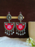 D Shaped Enamel Earrings with Small Ghungroo | Sarichka