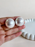 Classic Big White Pearl Stud Earrings | Sarichka