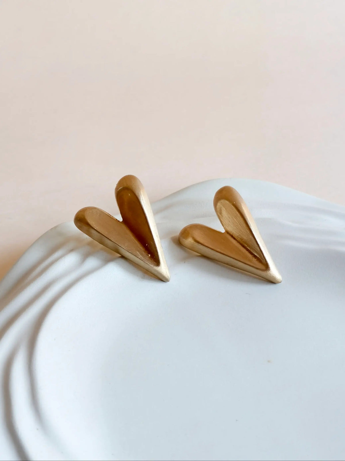 Anti-Tarnish Gold Heart Stud Earrings | Sarichka