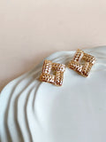 Gold Plated Textured Geometric Stud Earrings | Sarichka