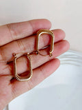 Golden Contemporary Rectangle Hoop Earrings | Sarichka