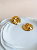 Gold Plated Geometric Thread Stud Earrings | Sarichka