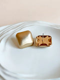 Matte Gold Square Statement Stud Earrings | Sarichka