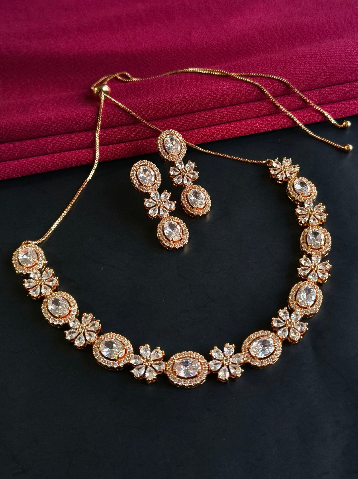 Premium American Diamond Necklace Set | Sarichka