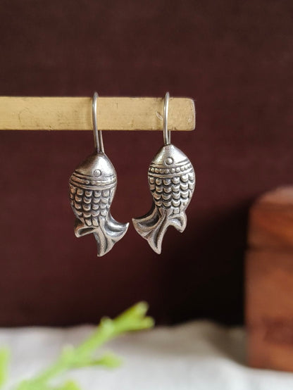 Oxidized Silver Fish Hook Earrings | Sarichka
