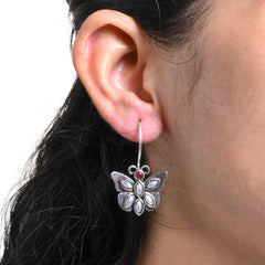 Oxidized Silver Replica Butterfly Daily Wear Hook Earring - Sarichka Fashion