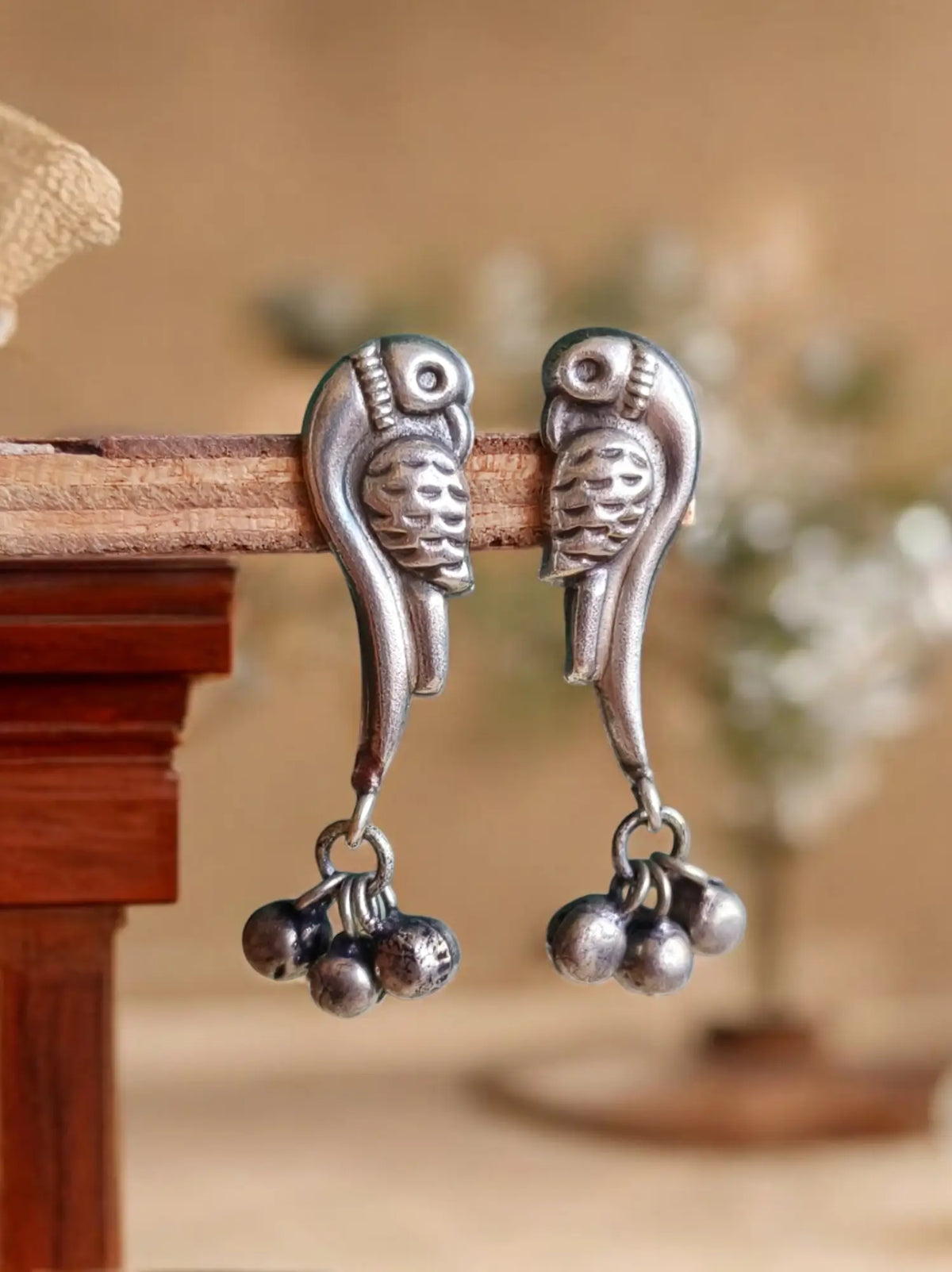 Oxidised Silver-Tone Peacock Stud Earrings – Elegant & Casual Wear | Sarichka