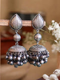 Exquisite 925 Silver-Plated Antique Double Jhumki Earrings for Elegance | Sarichka