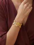 Golden Floral Adjustable Bangle Bracelet | Sarichka