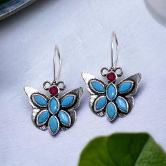 Oxidized Silver Replica Butterfly Daily Wear Hook Earring - Sarichka Fashion