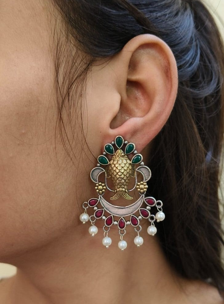  oxidised pearl earrings 