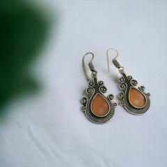 Brass Oxidized Silver Plated Hook Earrings