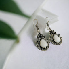 Brass Oxidized Silver Plated Hook Earrings