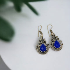 Brass Oxidized Silver Plated Hook Earrings