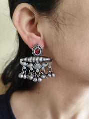 Oxidized Silver Replica Ghunghroo Stud Earrings
