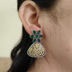 trendy new dual tone earrings 