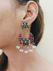 Oxidised Chandbali Earrings