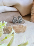 Silver-Toned Oxidized Owl Stud Earrings | Sarichka