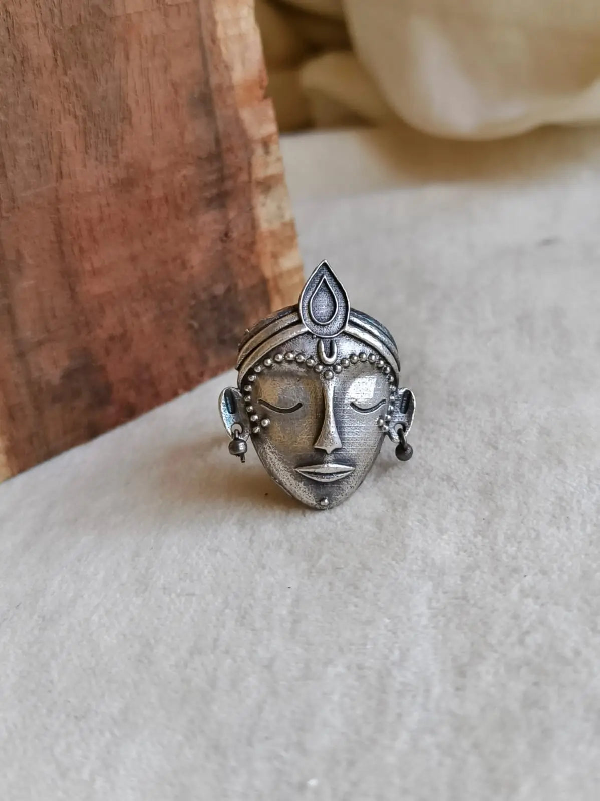 925 Silver Plated Kanha Ji Ring Adjustable | Shop from Sarichka Fashion