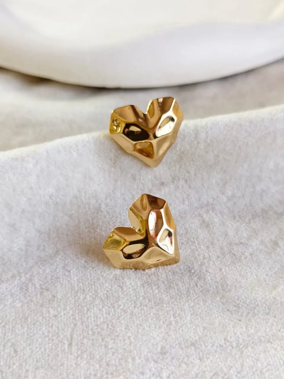 Golden Hammered Heart Mini Stud Earring | Sarichka