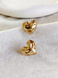 Golden Hammered Heart Mini Stud Earring | Sarichka