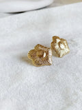 Textured Golden Floral Statement Studs | Sarichka