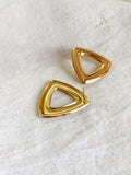 Minimal Gold Hollow Triangle Stud Earrings | Sarichka