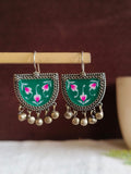 Hand-Painted Meenakari Oxidized Hook Earrings