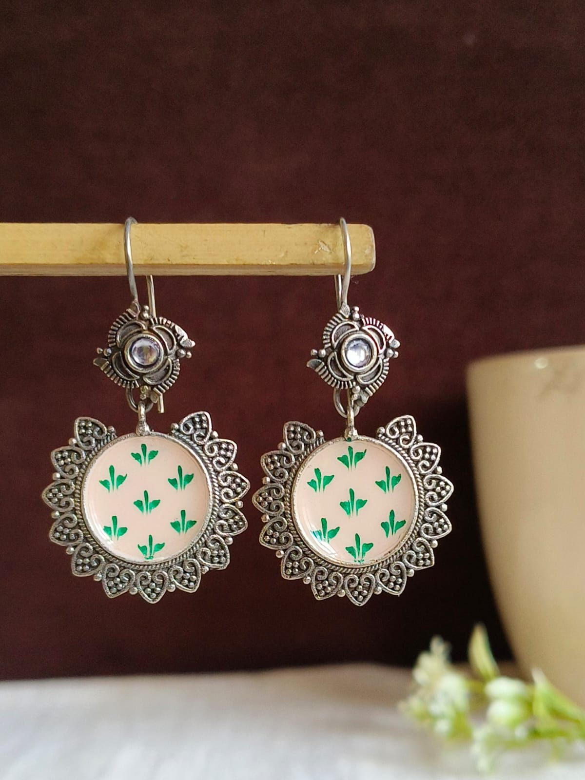 Round Enamel Hook Earring With Multi Color | Sarichka