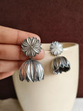 Floral  Oxidized Lotus Jhumka Earrings | Sarichka Fashion