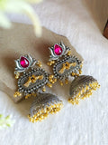 Dual Tone Ghungroo Beaded Dome Jhumkas | Sarichka