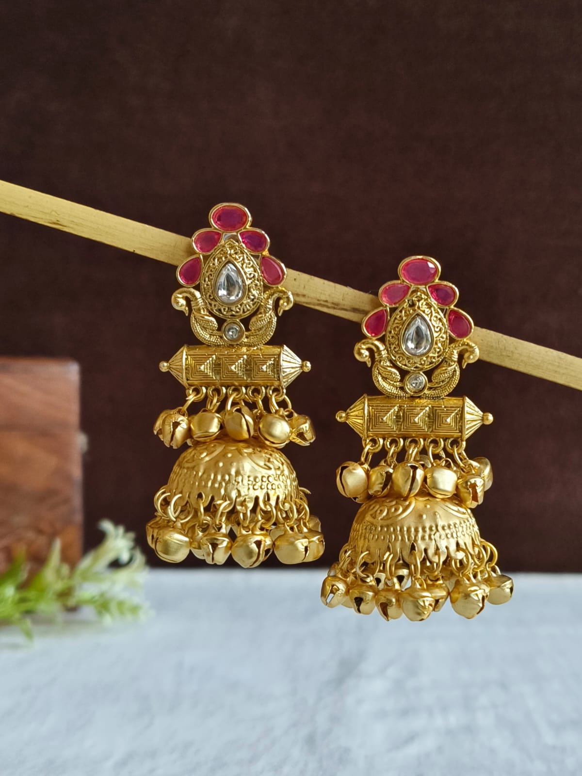Gold Plated Traditional Jhumka Earrings | Sarichka