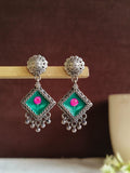 Oxidized Silver Enamel Drop Earrings | Sarichka