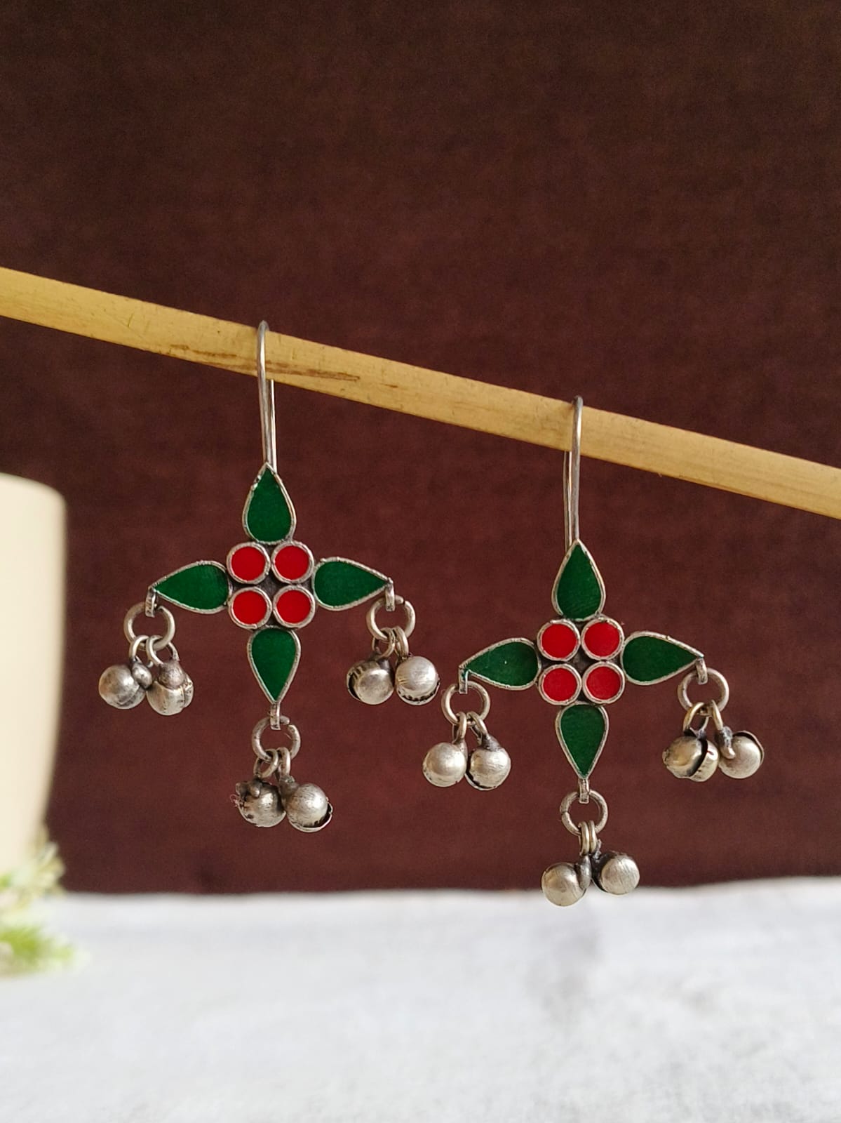 Oxidised Enamel Ghungroo Drop Earrings | Sarichka