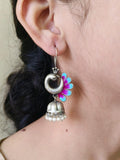 Peacock Oxidised Jhumka Earrings | Sarichka