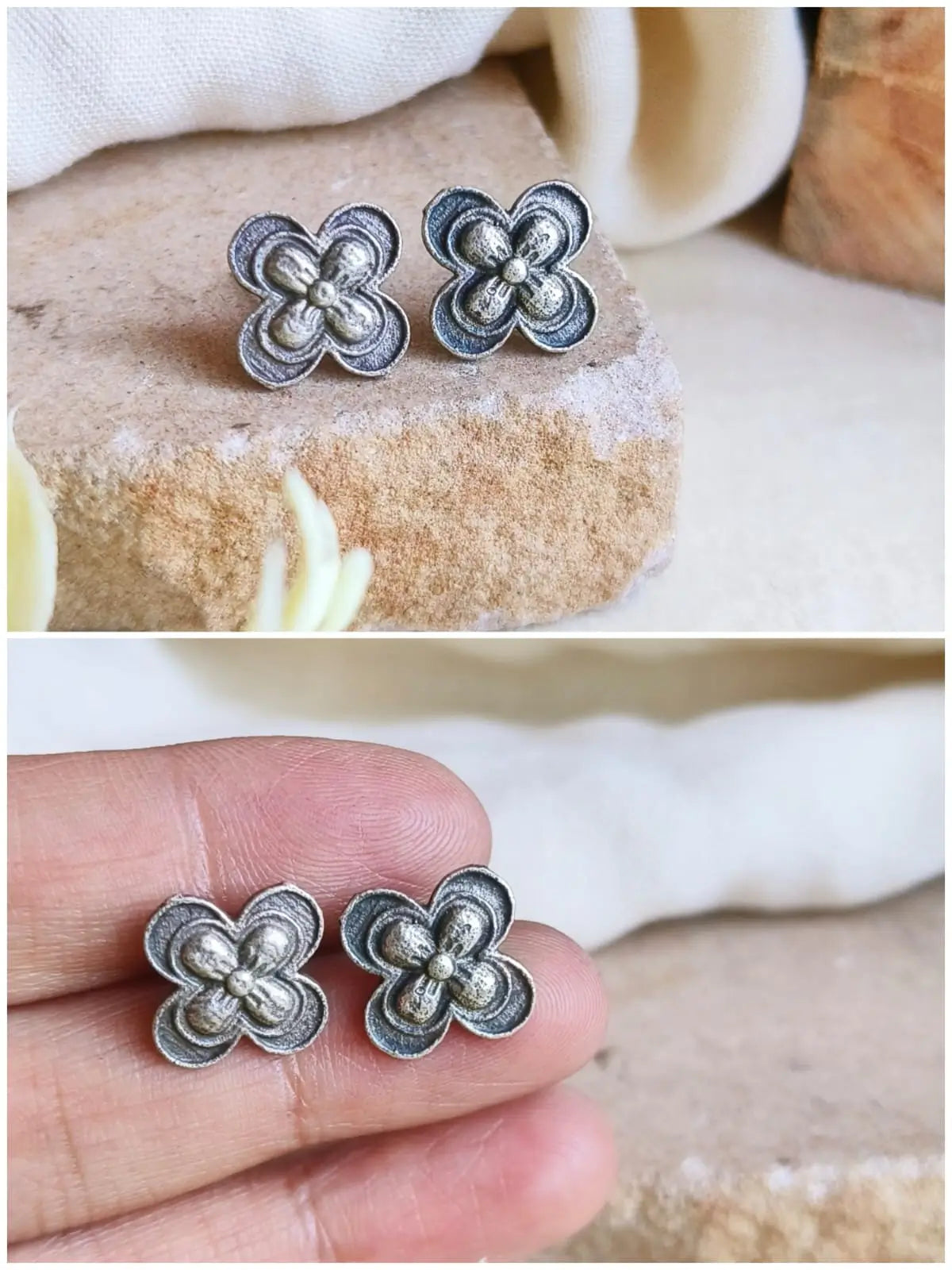 Elegant Silver-Tone Brass Studs Combo | Sarichka