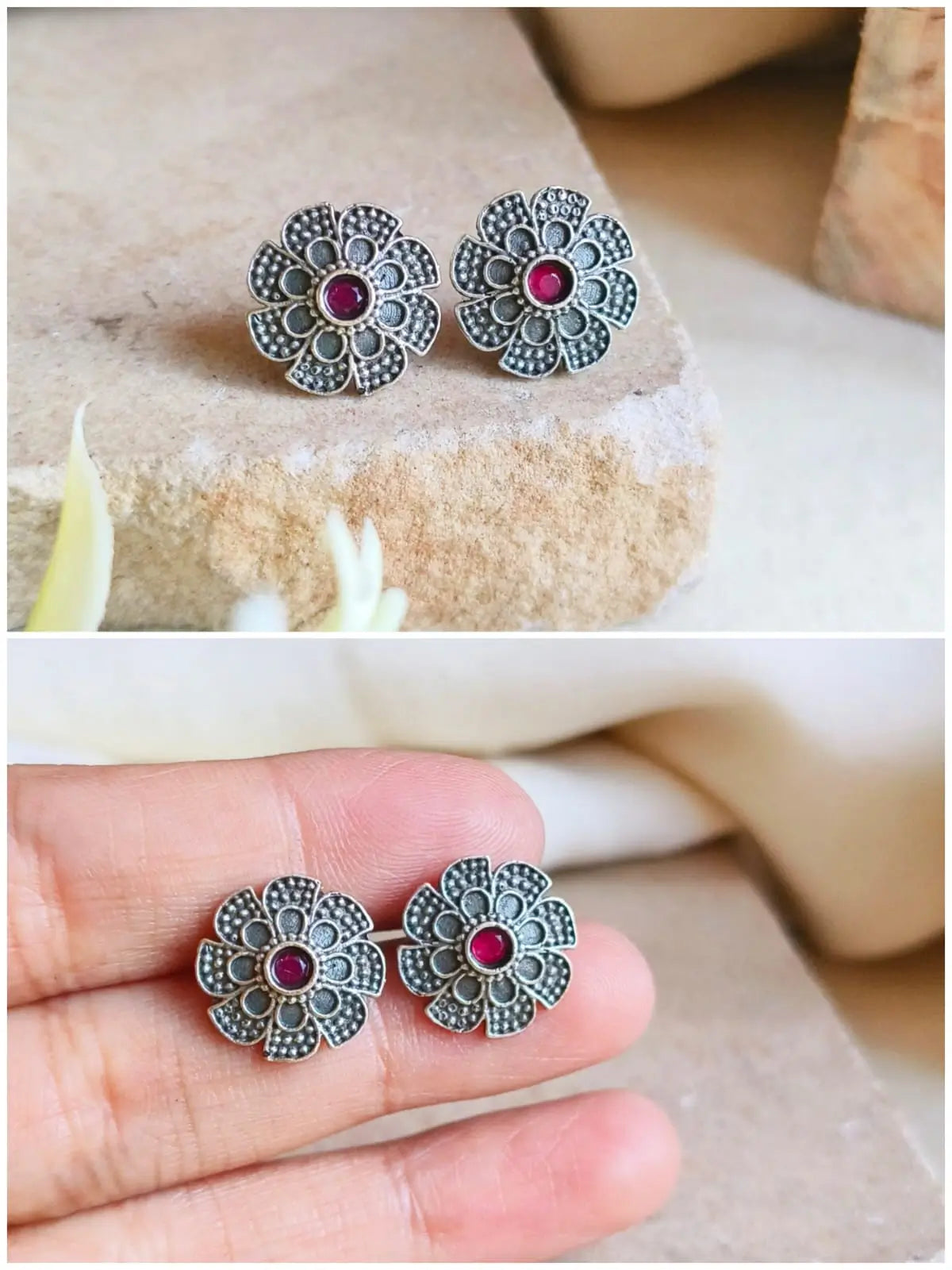 Elegant Silver-Tone Brass Studs Combo | Sarichka