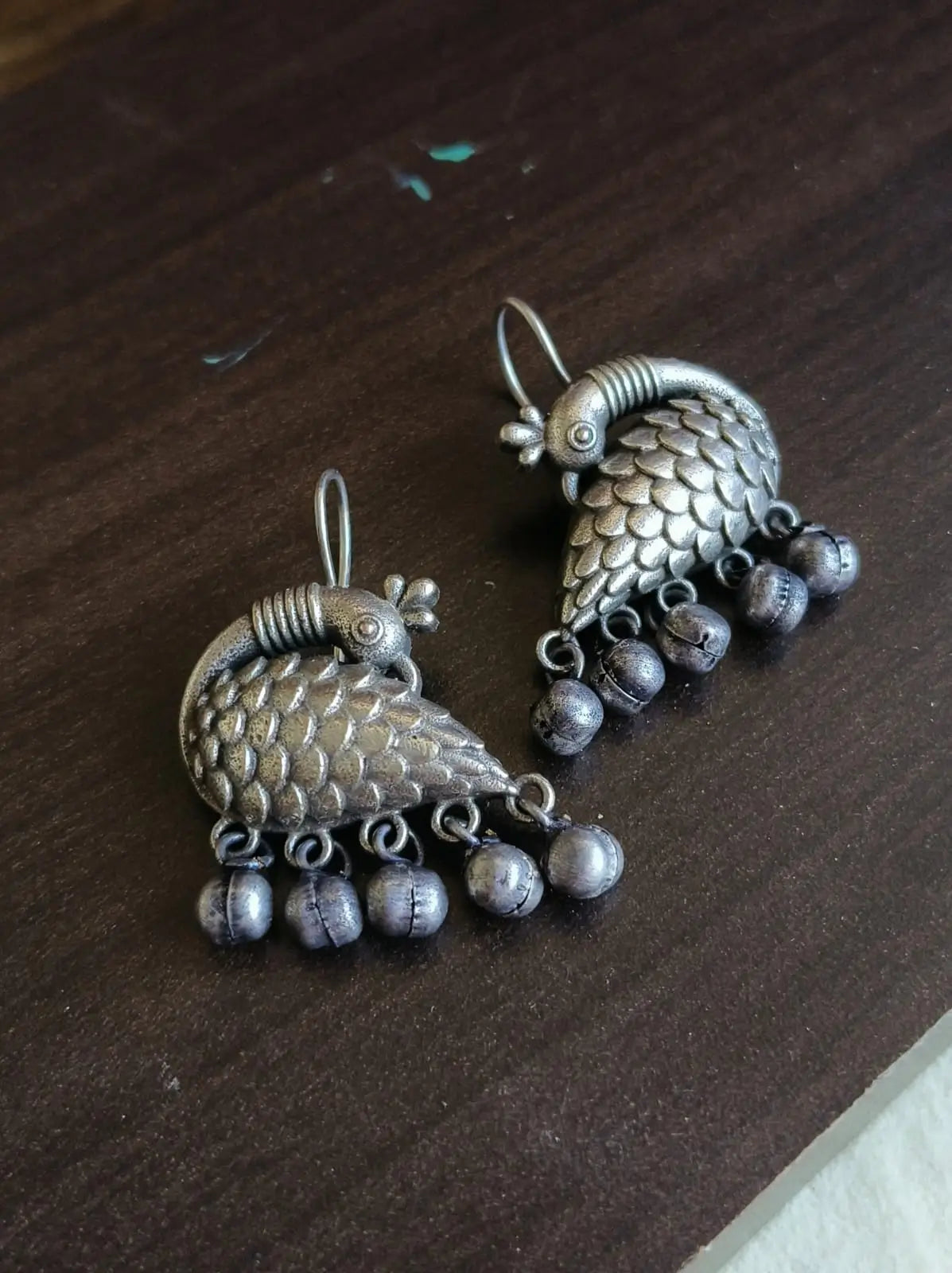 Silver-Plated Daily Wear Peacock Earrings with Ghungroo | Sarichka