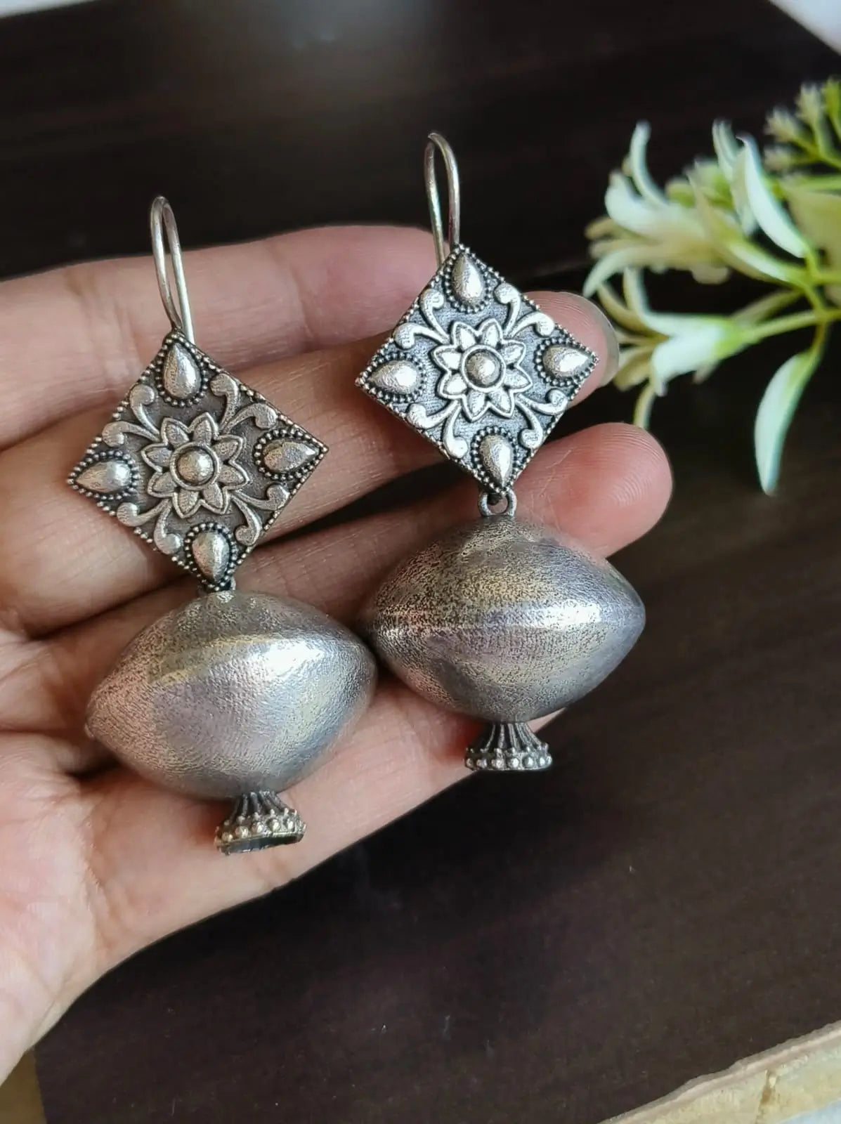 Casual Silver Look-Alike Hook Earrings | Sarichka