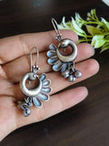 Oxidized Peacock Hook Earrings with Ghungroo Detailing | Sarichka
